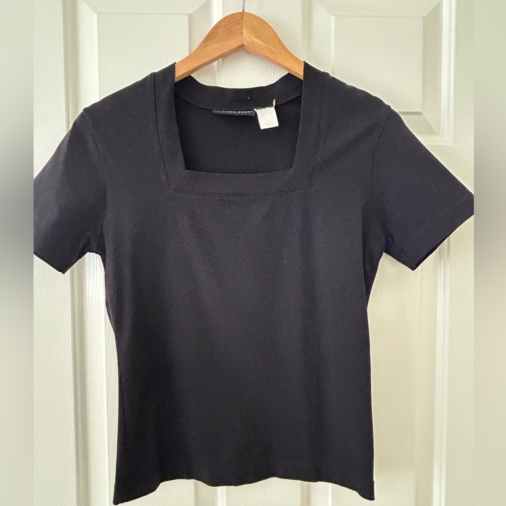 Women’s Chroma Sport Stylish Black Top Square Neckline  Size Sm Nylon Blend USA